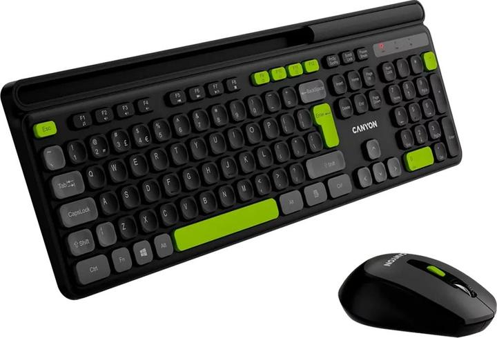 Actual product image Canyon Computer keyboard HSET-W5 EN Keyboard+Mouse AAA+AA Wireless Black (US, Wireless)