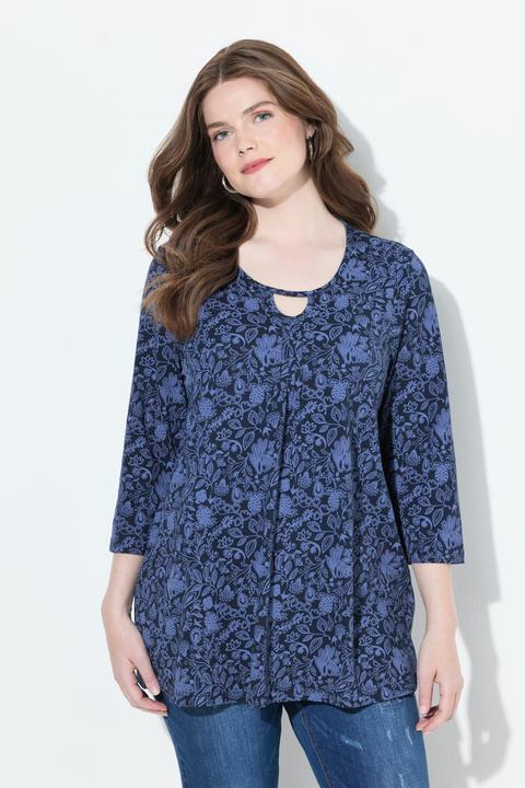 Produktbild Ulla Popken Shirt, Blüten, A-Linie, Rundhals, 3/4-Arm (42, 44)