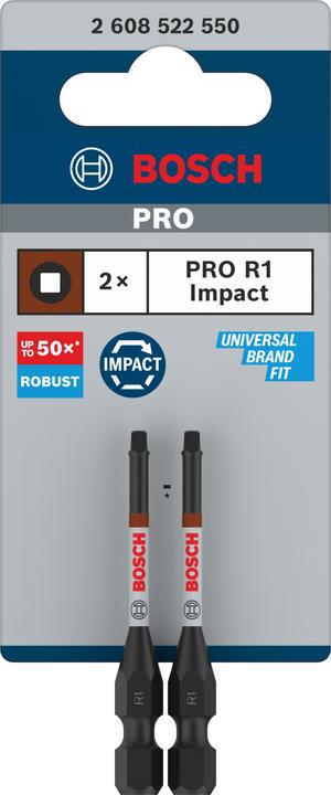 Actual product image Bosch Professional Zubehör PRO Robertson Impact Bit, R1, 55 mm, 2-tlg. (R 1)