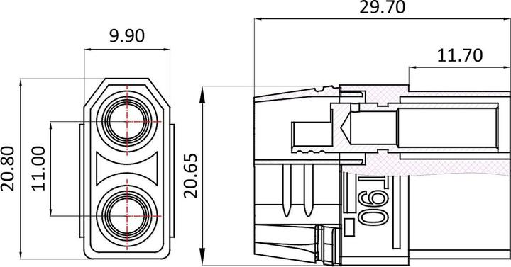 Actual product image Jamara High-current plug/socket XT90 gold-plated Grip with insulating cap 1 pair