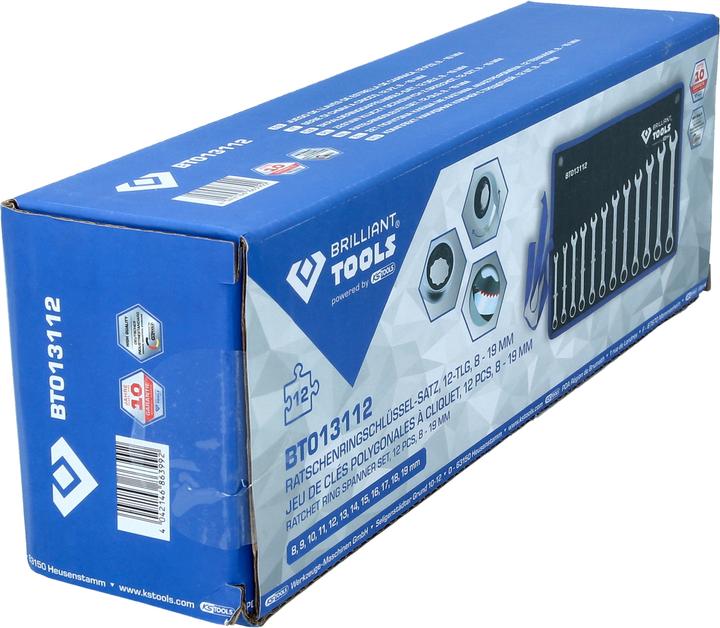 Produktbild Brilliant Tools BT013112 Ratschenringschlüssel-Satz (19 mm, 8 mm, 10  mm, 14 mm, 18 mm, 11 mm, 12 mm, 17 mm, 15 mm, 13 mm, 9 mm, 16 mm)