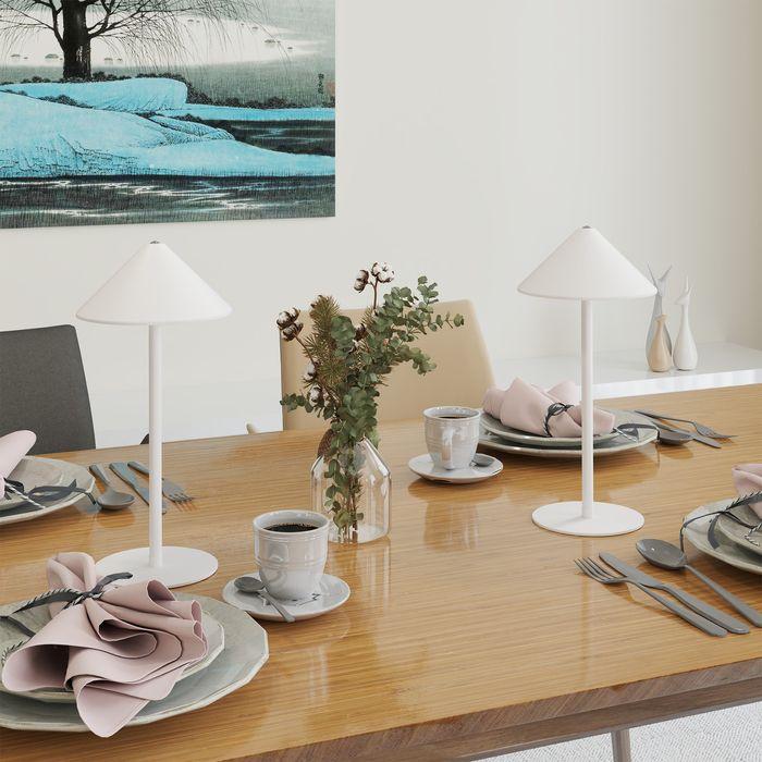 Actual product image Swisshandel24 LED-Tischlampe mit USB-Kabel, Touchschalter, Metall, wiederaufladbar, Weiss (160 lm)