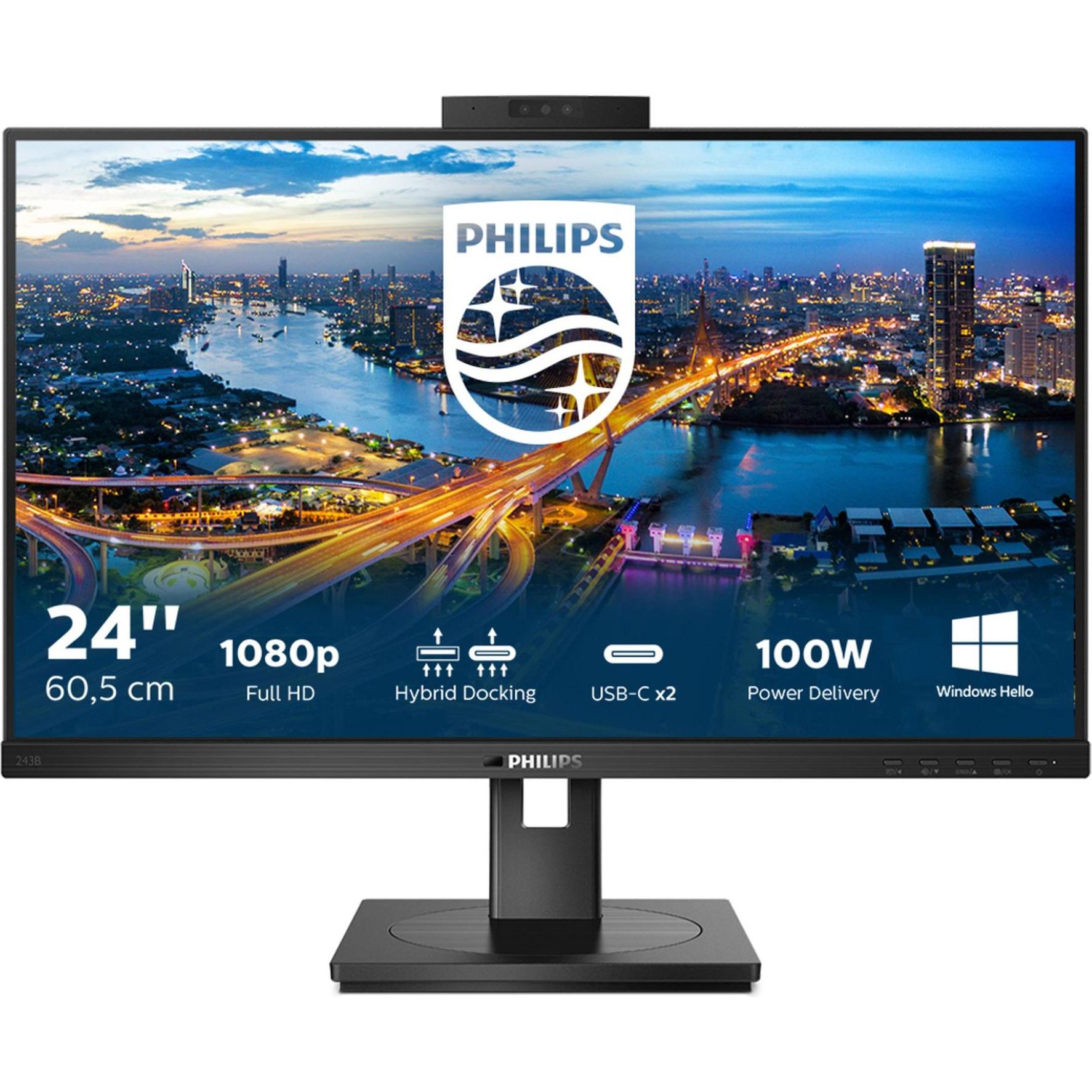 Philips 243B1JH/00 (1920 x 1080 Pixel, 23.80"), Monitor, Schwarz