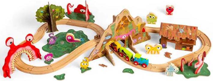 Produktbild Bigjigs Holz-Monstereisenbahn-Set, 50-tlg.