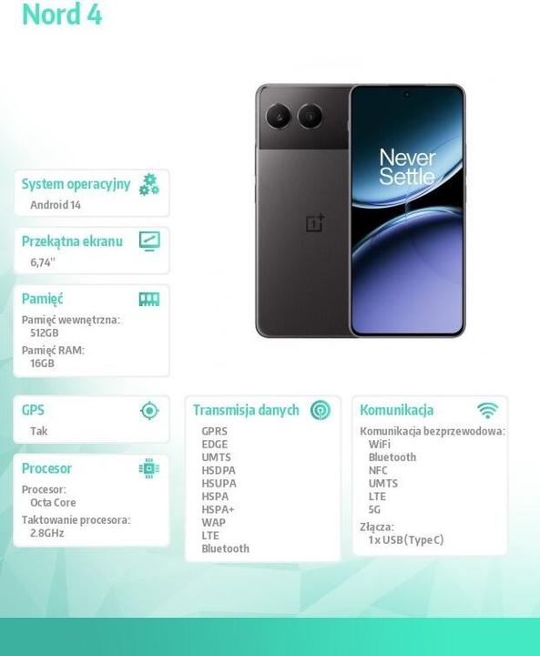 Actual product image OnePlus Nord 4 (512 GB, Obsidian Midnight, 6.74", Dual SIM, 5G)