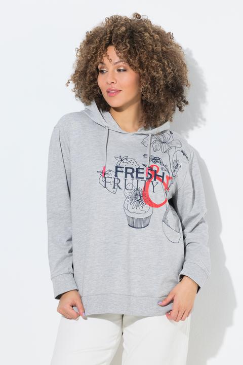 Image du produit Ulla Popken Sweat-shirt à capuche, manches longues et message imprimé (62)