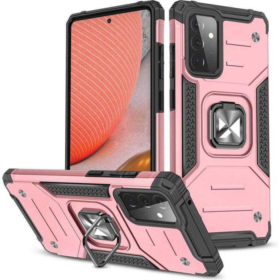 Wozinsky Ring Armor Case Kickstand Tough Rugged Cover for Samsung Galaxy A72 4G pink (Samsung Galaxy A72), Smartphone Hü...