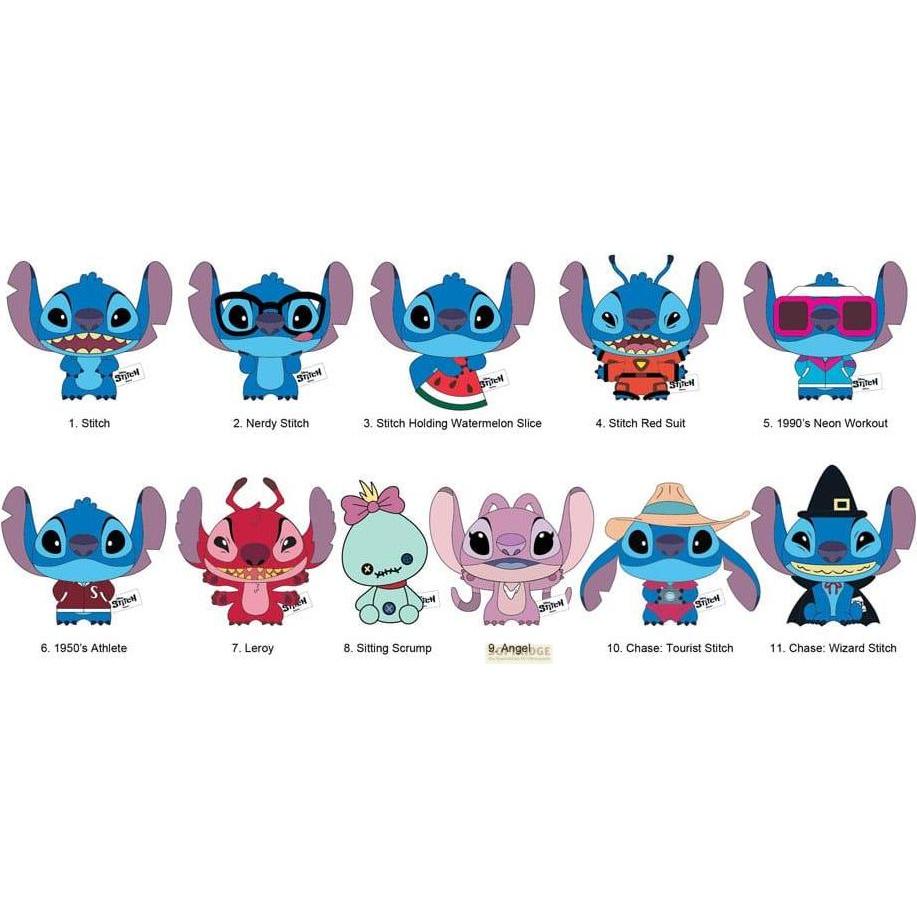 Monogram Int., Portachiavi, Etichetta della borsa di peluche di Lilo & Stitch Display di Stitch (24), Multicolore