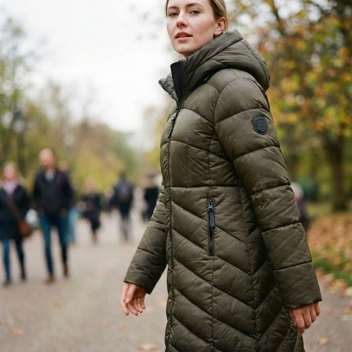 Actual product image Geographical Norway Blanche Long Kaki DB Lady 0116 Kaki Women's Jacket (WZ5491F/GN-Kaki)