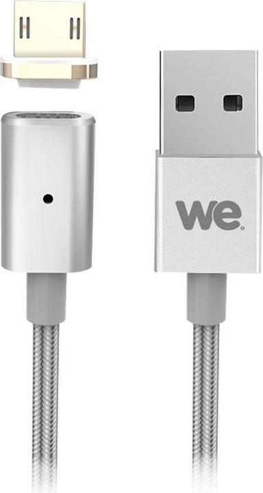 Image du produit WE C ble USB/micro USB magnétique argent - nylon tressé - 1m (1 m)
