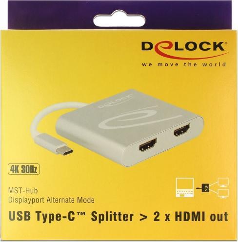 Produktbild Delock Monitor Adapter USB Typ-C zu 2X HDMI (HDMI, 7.30 cm)