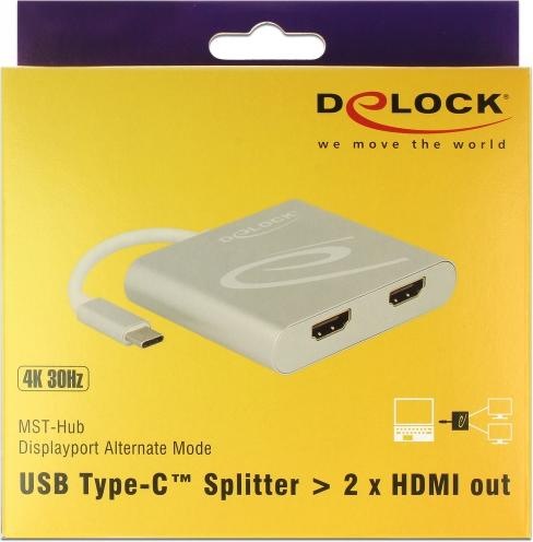 Produktbild Delock Monitor Adapter USB Typ-C zu 2X HDMI (HDMI, 7.30 cm)