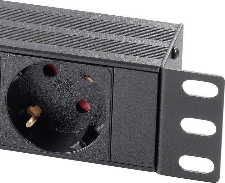 Produktbild Sygonix SY-5799004 Steckdosenleiste 19 Zoll 9fach Schwarz Schutzkontakt 1 St. (9x, CEE 7/3, 1.80 m)