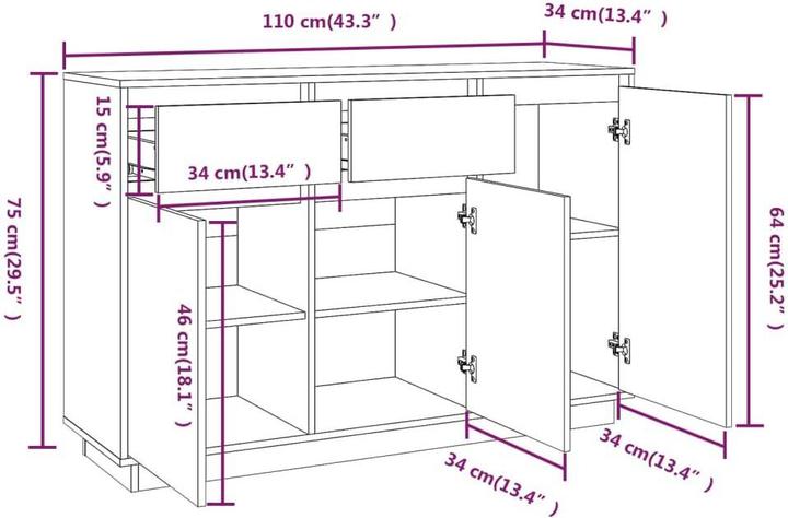 Immagine prodotto vidaXL Julianna (110 x 34 x 75 cm)