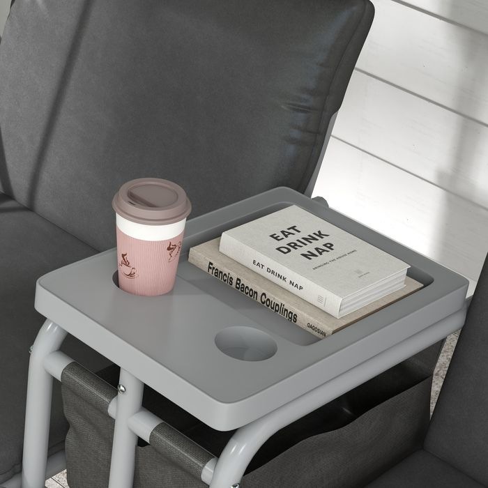 Actual product image Swisshandel24 Hollywoodschaukel 2-Sitzer mit Tablett, bis 180 kg Belastbar, Balkon, Schwarz