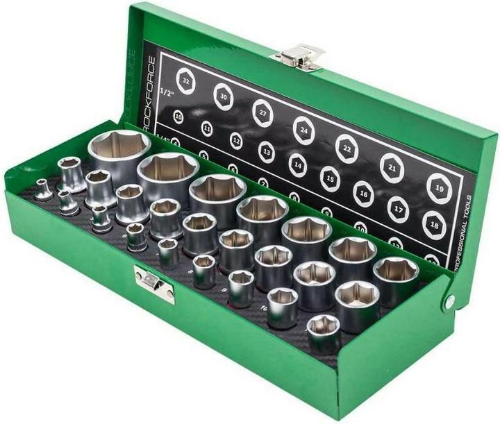 Produktbild Rockforce SCHLÜSSEL-SATZ 25-tlg. 1/2 1/4 4-32mm RF-50121G (10  mm, 11 mm, 12 mm, 13 mm, 14 mm, 15 mm, 16 mm, 17 mm, 18 mm, 19 mm, 20 mm, 21 mm, 22 mm, 23 mm, 24 mm, 25 mm, 26 mm, 27 mm, 28 mm, 29 mm, 30 mm, 31 mm, 32 mm, 4 mm, 5 mm, 6 mm, 7 mm, 8 mm, 9 mm)