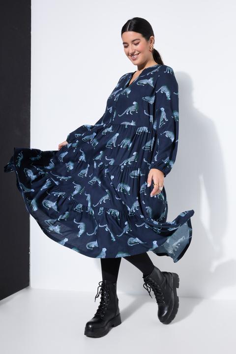 Immagine prodotto Studio Untold Maxi abito con leopardi, scollo a V e volant (44)