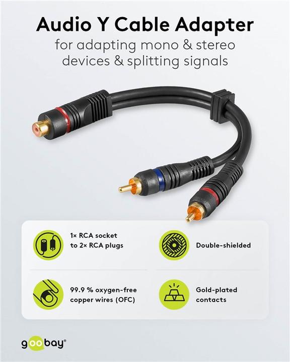 Produktbild Goobay Audio Y-Adapterkabel stereo, OFC (Audio Splitter, Winkeladapter)