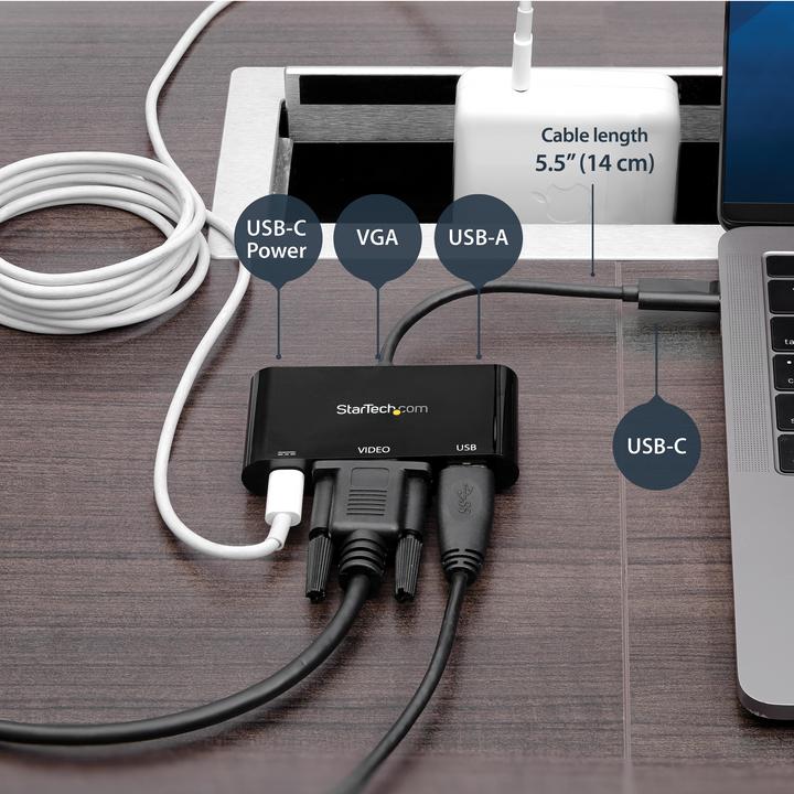 Produktbild StarTech USB-C to VGA Multifunction Adapter (USB-C, 1 Ports)