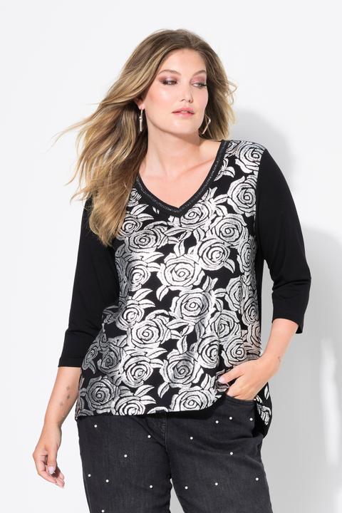 Produktbild Miamoda T-Shirt, A-Linie, silbernes Rosenmuster (48)