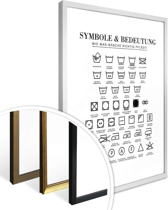 Actual product image Trenddeko Symbols - How to properly care for laundry (24 x 30 cm)