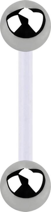 Actual product image Star Piercing Sterile Banane transparent mit zwei Kugeln silber (without brass, Bioflex, Titanium)