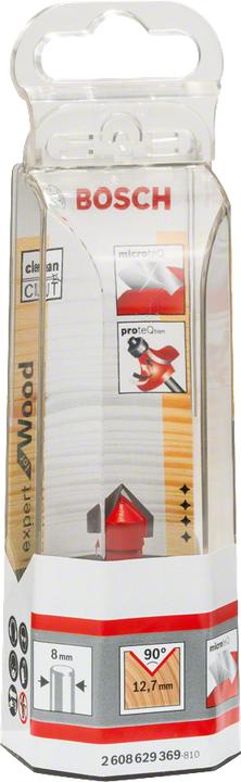 Immagine prodotto Bosch Professional Zubehör Fresa a V Expert per legno, 8 mm, D 12,7 mm, L 10 mm, G 44,5 mm, 90°.