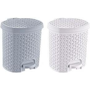 keeeper Tret-Kosmetikeimer "tjark", 5,5 Liter, nordic-white Tret-Abfalleimer, Rattan-Optik, mit Tretpedal, Abfalleimer, ...