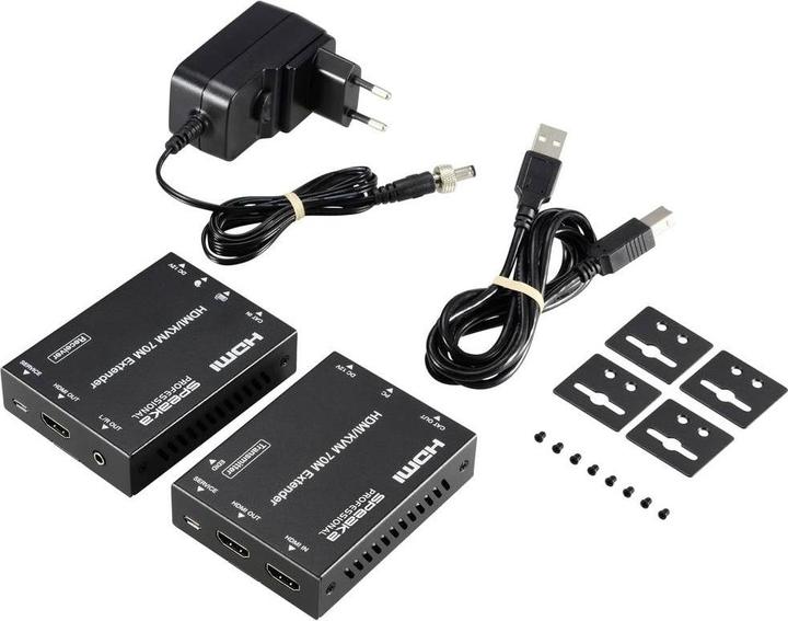 Actual product image SpeaKa Professional SP-11562928 HDMI Extender Set controllable via PC 4096 x 2160 pixels Black (matt)
