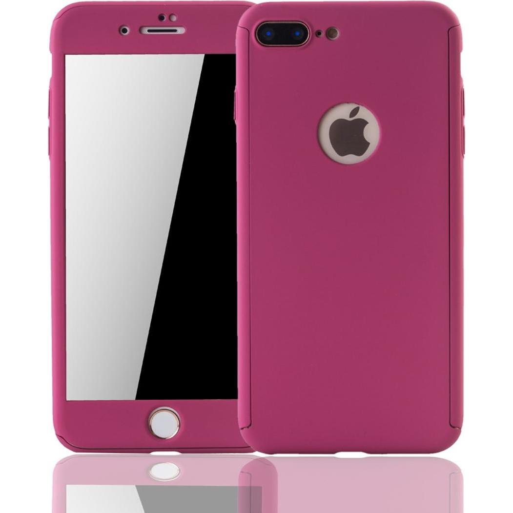 König Design Hülle Handy Schutz für Apple iPhone 7 Plus Full Case Cover Displayschutz Pink (Apple iPhone 7 Plus), Smartp...