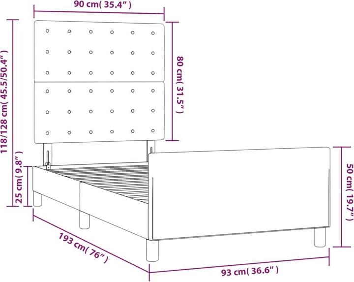 Image du produit vidaXL Bettgestell mit Kopfteil (123 x 123 x 128 cm)