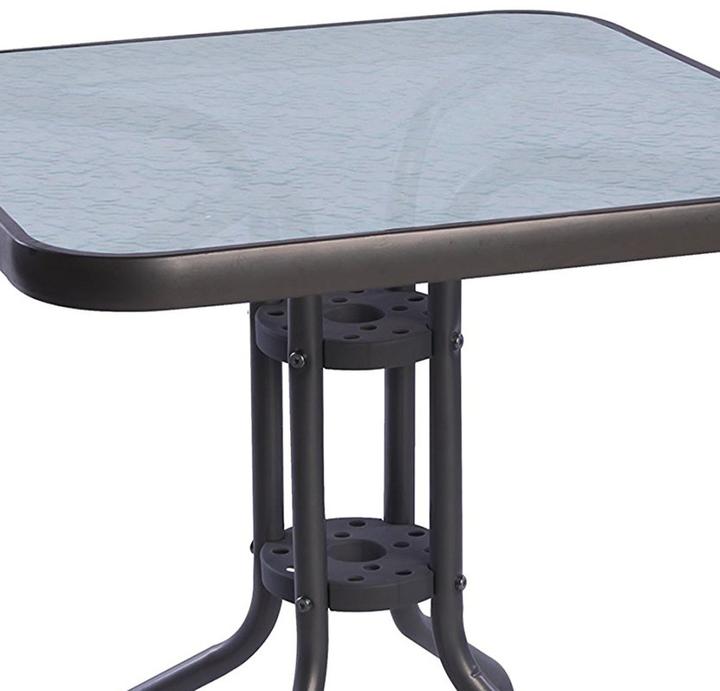 Produktbild Mojawo Bistrotisch Balkontisch Glastisch Gartentisch Tisch Eckig Glas Metall 60x60cm (60 x 60 x 72 cm)
