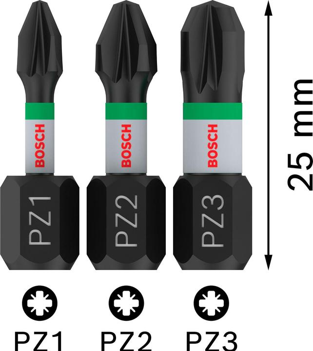 Actual product image Bosch Professional Zubehör PRO Impact Bit (PZ3, PZ2, PZ1)