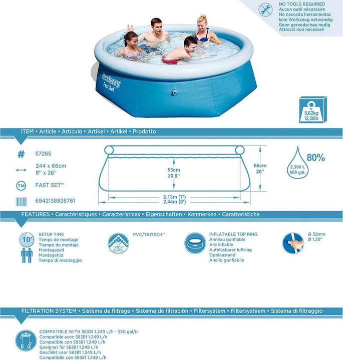 Immagine prodotto Bestway Fast Set (244 x 66 cm)