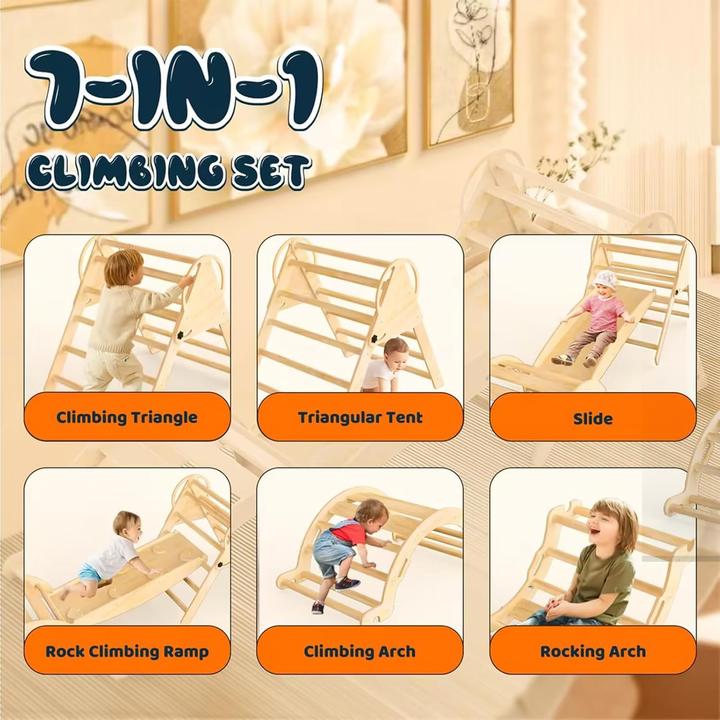 Produktbild Getco Tech 7-in-1 Klettergerüst-Set Indoor mit Rutsche