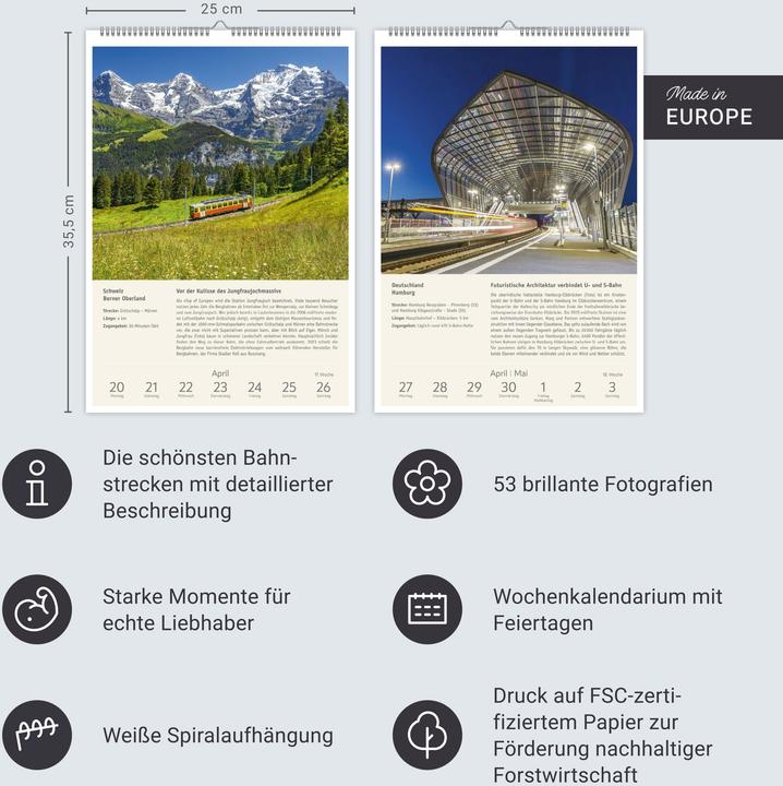 Actual product image Harenberg Zugreiselust Wochen-Kulturkalender 2026 - 53 unvergessliche Reiseerlebnisse