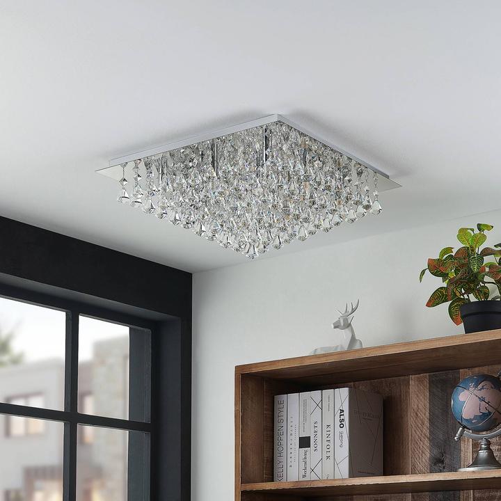 Produktbild Lindby Rimedia Kristall-Deckenleuchte, chrom 55 cm (G9)