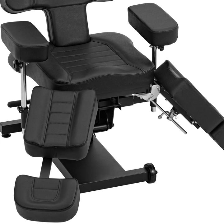 Produktbild Physa Tattooliege höhenverstellbar 300 kg Fusspedal schwarz Tattoostuhl Tätowierstuhl
