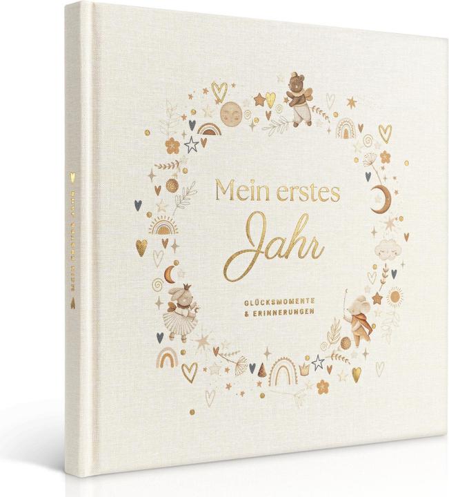 Eulentaler Babyalbum Scandi Gold Leinen, 92 Seiten
