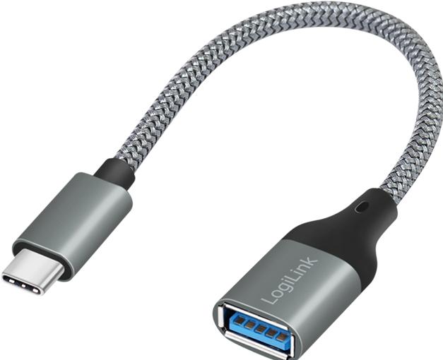 Productafbeelding LogiLink KAB Adapter USB-C > USB-A (ST-BU) 0,15m Donkergrijs (0.15 m, USB 3.2 Gen 1, 15 W)