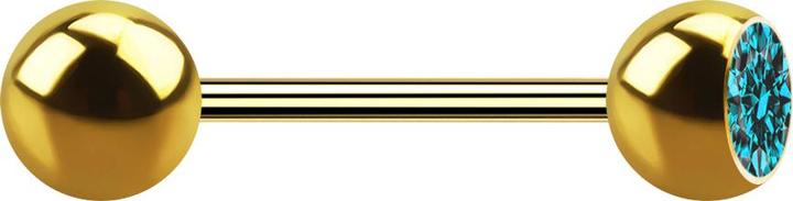 Actual product image Star Piercing Micro barbell gold-plated with ball and beads crystal aqua (without brass, Surgical steel 316L)