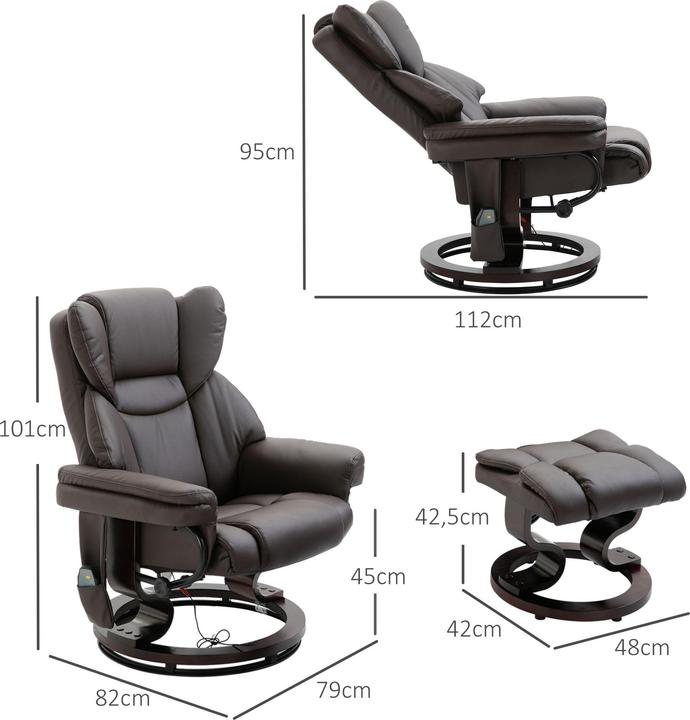Immagine prodotto Homcom Relaxsessel mit Fusshocker Kunstleder, Stahl Braun