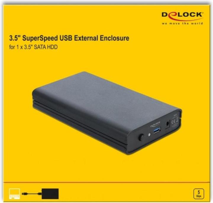 Productafbeelding Delock Externe behuizing voor 3,5" SATA HDD met SuperSpeed USB (USB 3.1 Gen 1) (3.5")