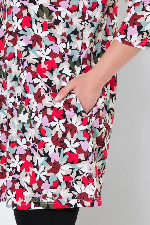 Produktbild Ulla Popken Longshirt, Blüten, A-Linie, V-Ausschnitt, 3/4-Arm (58)