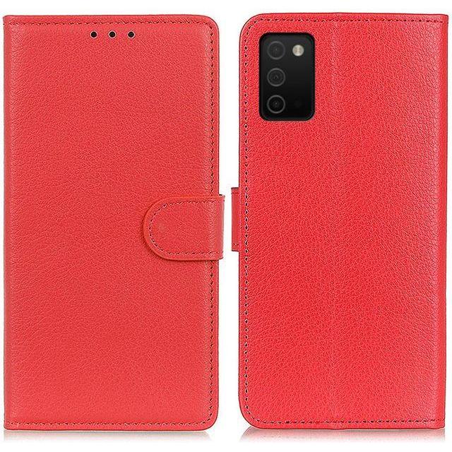 Thumbnail - MU Classic Litchi Leder Bookcover Series (Samsung Galaxy A03s), Smartphone Hülle, Rot