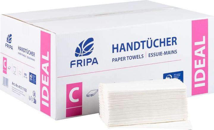 Fripa Handtuchpapier IDEAL, 250 x 330 mm, C-Falz, hochweiss 1-lagig, aus 100% Zellstoff, reissfest (3600 x)