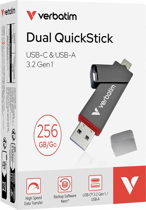 Actual product image Verbatim Dual QuickStick (256 GB, USB 3.2)