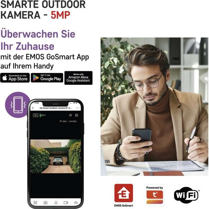 Actual product image Emos GoSmart outdoor IP camera with WiFi IP-210 SNAP, battery-operated (2592 x 1944 pixels)