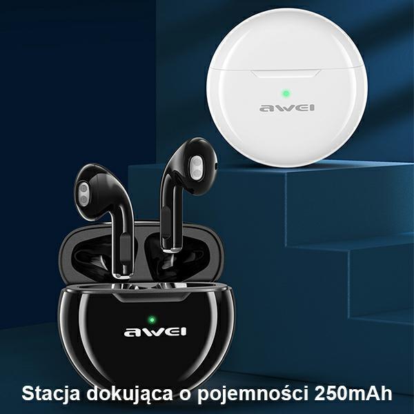 Immagine prodotto Awei słuchawki Bluetooth 5.0 T17 TWS+ stacja dokująca biały/white (ANC, 2.50 h, Docking, Senza fili)