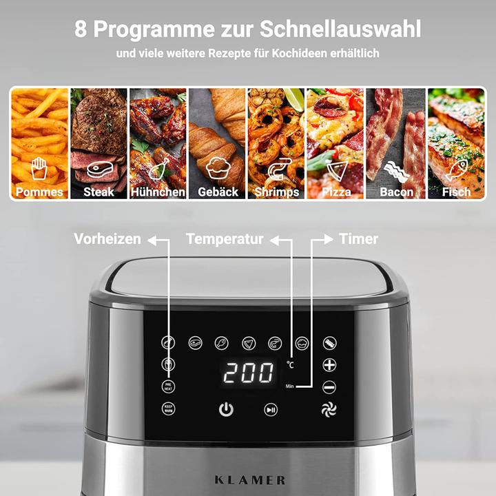 Produktbild KLAMER Heissluftfritteuse 5.5L 1500W Airfryer